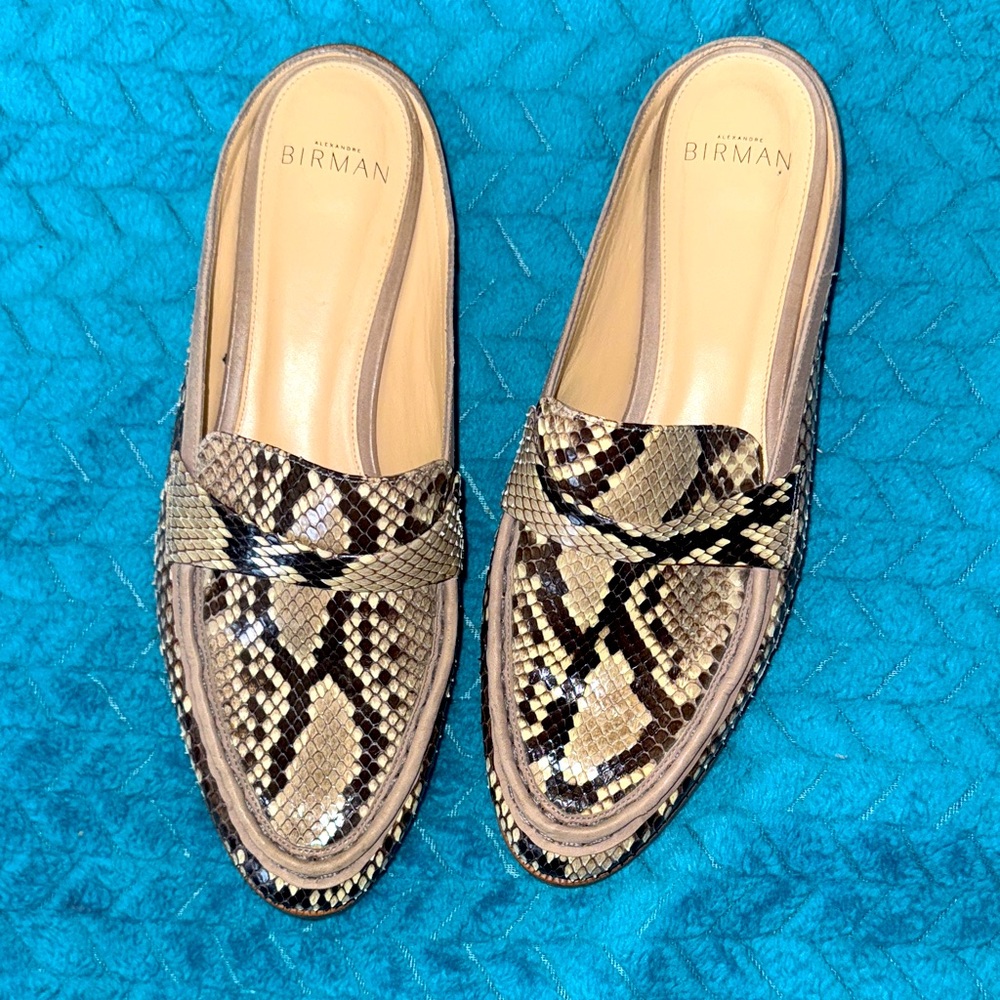 Alexandre Birman Brown and Tan Snake Pattern Flats - 39/9